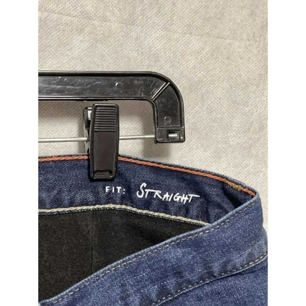 Eddie Bauer Jeans Men 35x26 Blue Dark‎ Straight Fleece Lined Denim Work Outdoor